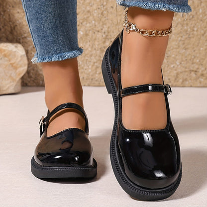 Lisa | Women's Patent Leather Buckle Strap Mary Jane Shoes