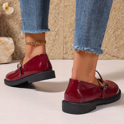 Lisa | Women's Patent Leather Buckle Strap Mary Jane Shoes