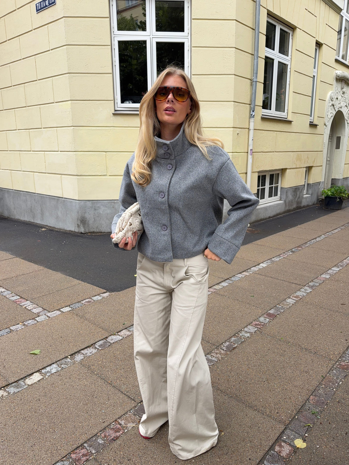 Michelle | Women's Cropped Button-Up Wool Coat