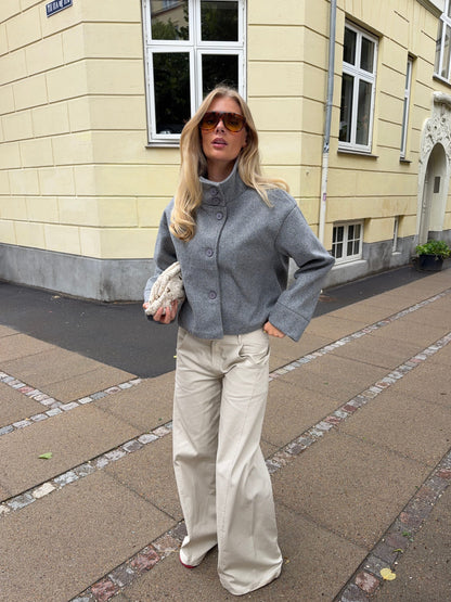 Michelle | Women's Cropped Button-Up Wool Coat