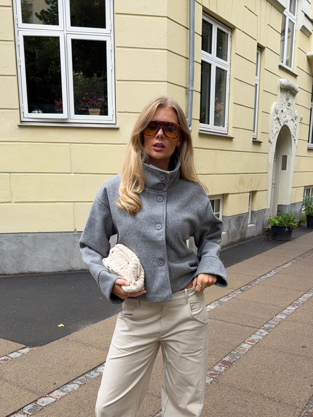 Michelle | Women's Cropped Button-Up Wool Coat