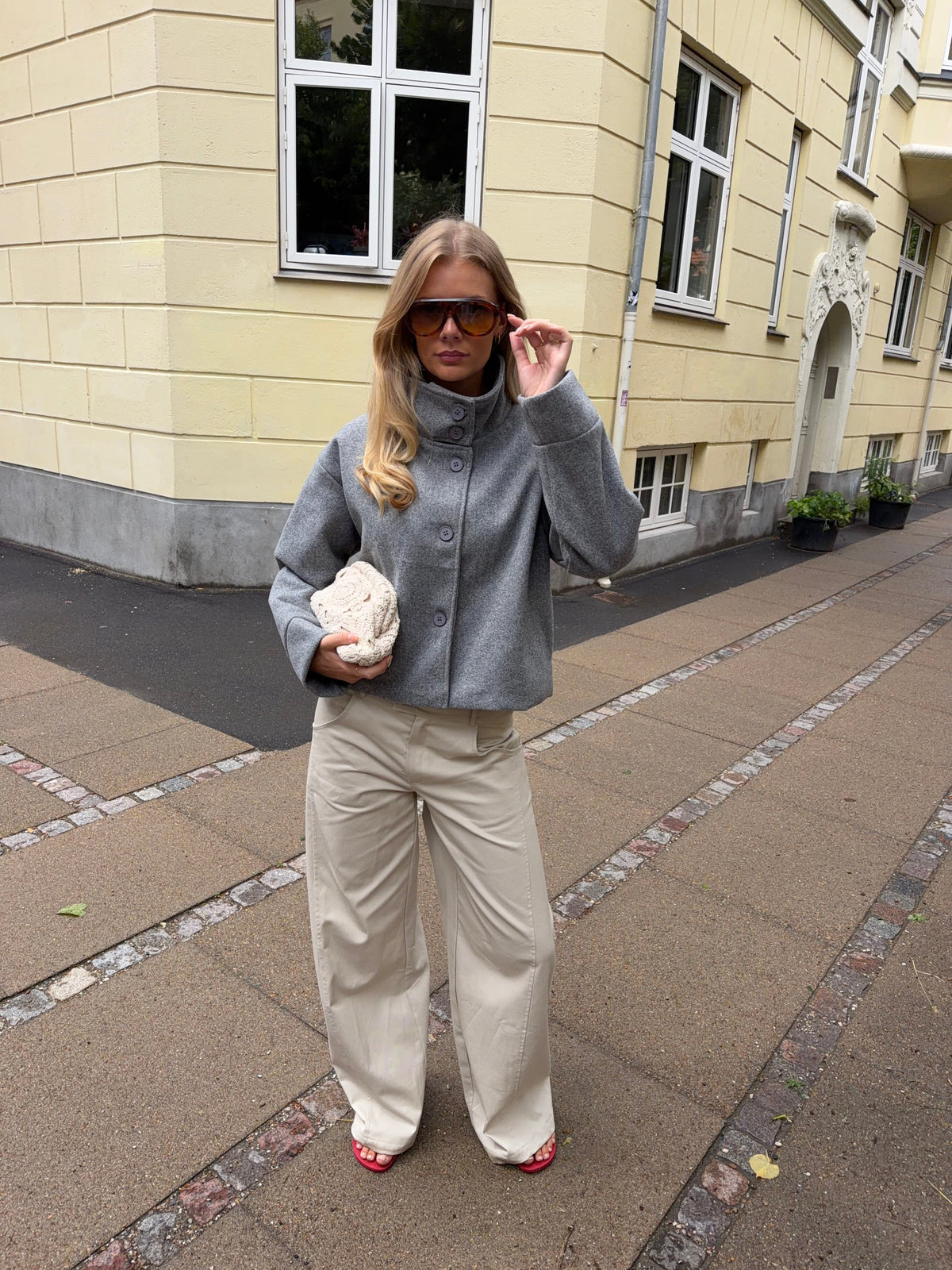 Michelle | Women's Cropped Button-Up Wool Coat