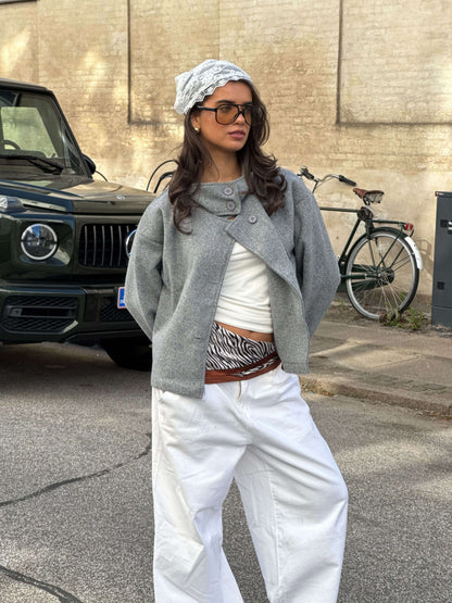 Michelle | Women's Cropped Button-Up Wool Coat