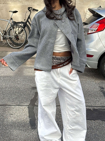 Michelle | Women's Cropped Button-Up Wool Coat