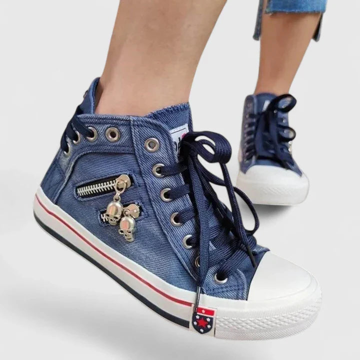 Millie | Women's Denim High-Top Lace-Up Walking Shoes