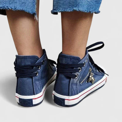 Millie | Women's Denim High-Top Lace-Up Walking Shoes