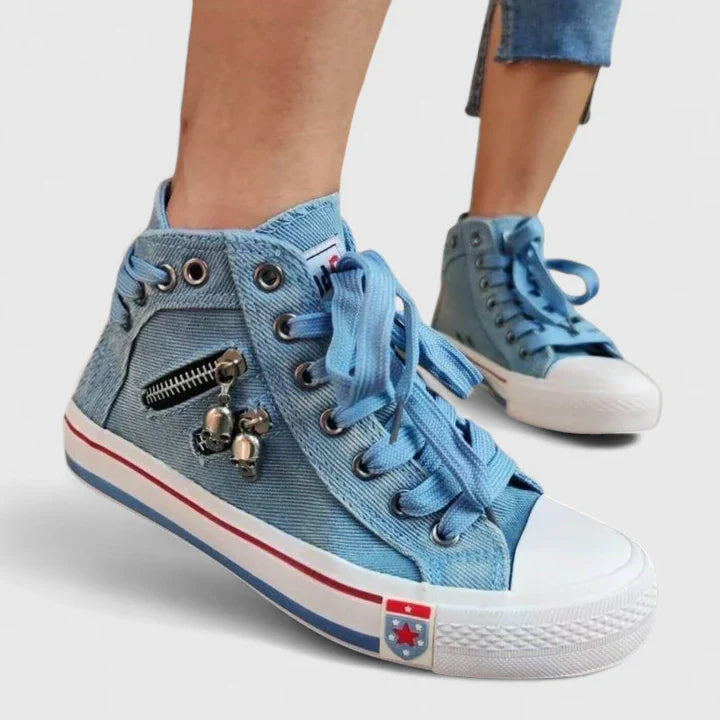 Millie | Women's Denim High-Top Lace-Up Walking Shoes