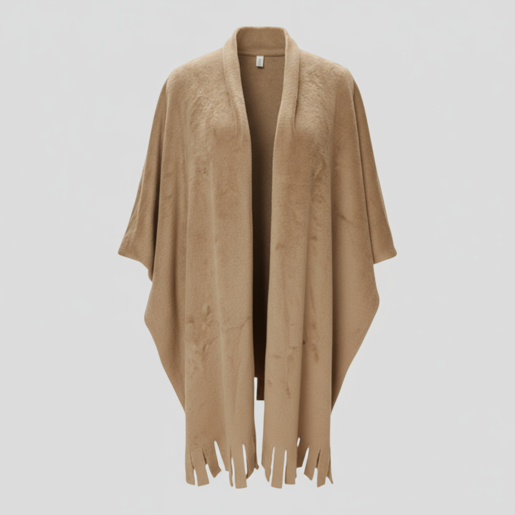 Molly | Women's Fringed Open-Front Cape Coat