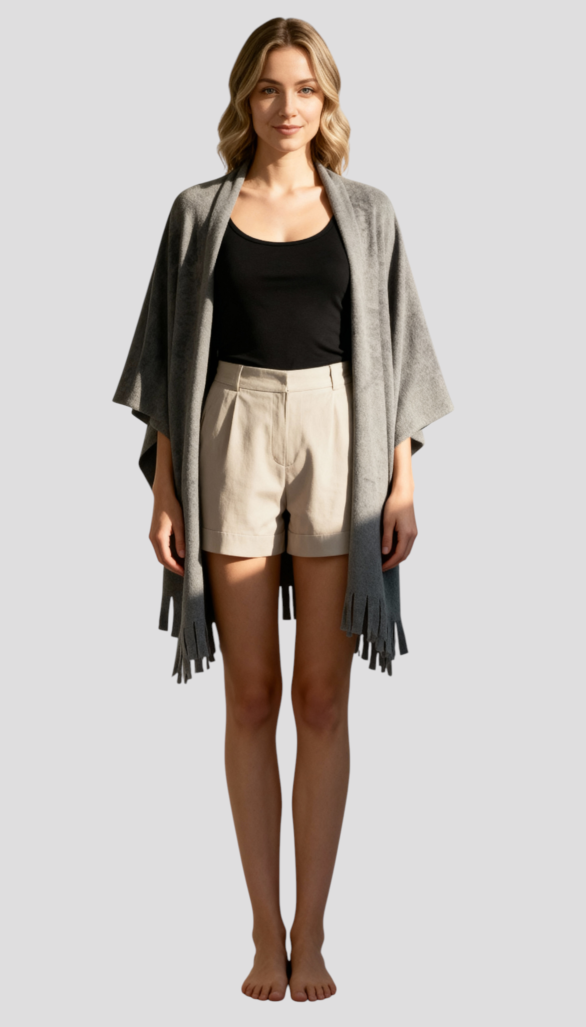 Molly | Women's Fringed Open-Front Cape Coat