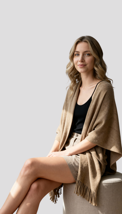 Molly | Women's Fringed Open-Front Cape Coat