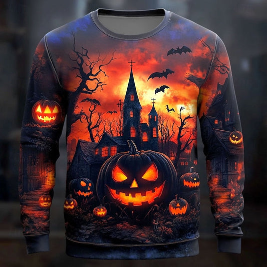 Frank | Men's Long-Sleeved Halloween Graphic Crew Neck Sweatshirt