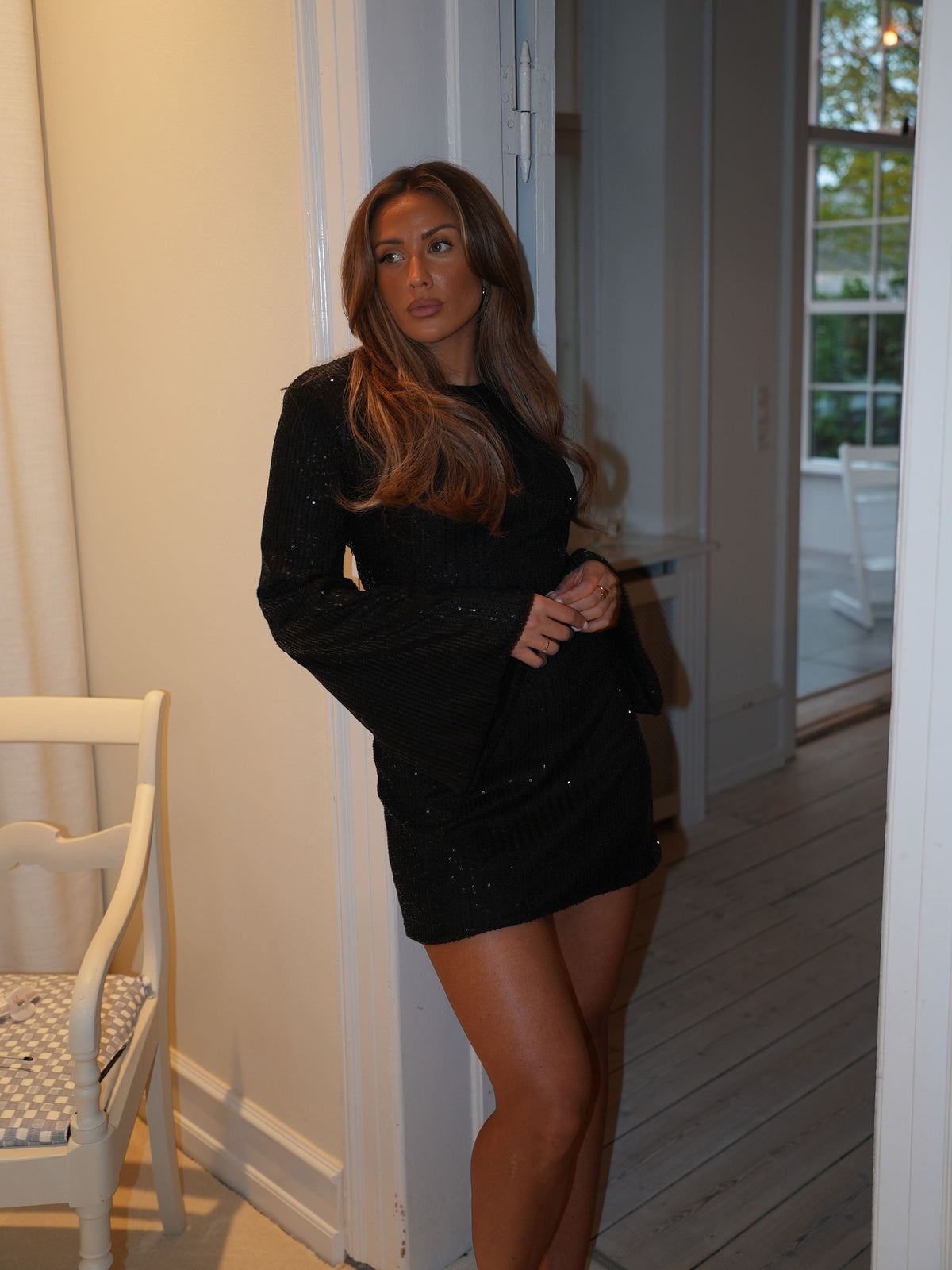 Nicola | Women's Sequined Mini Knit Dress