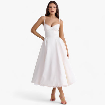 Olivia | Women's Fitted Bustier Midi Dress