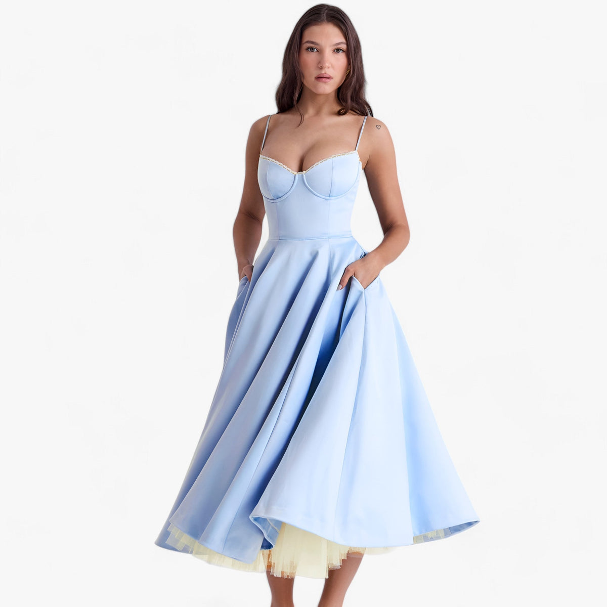 Olivia | Women's Fitted Bustier Midi Dress