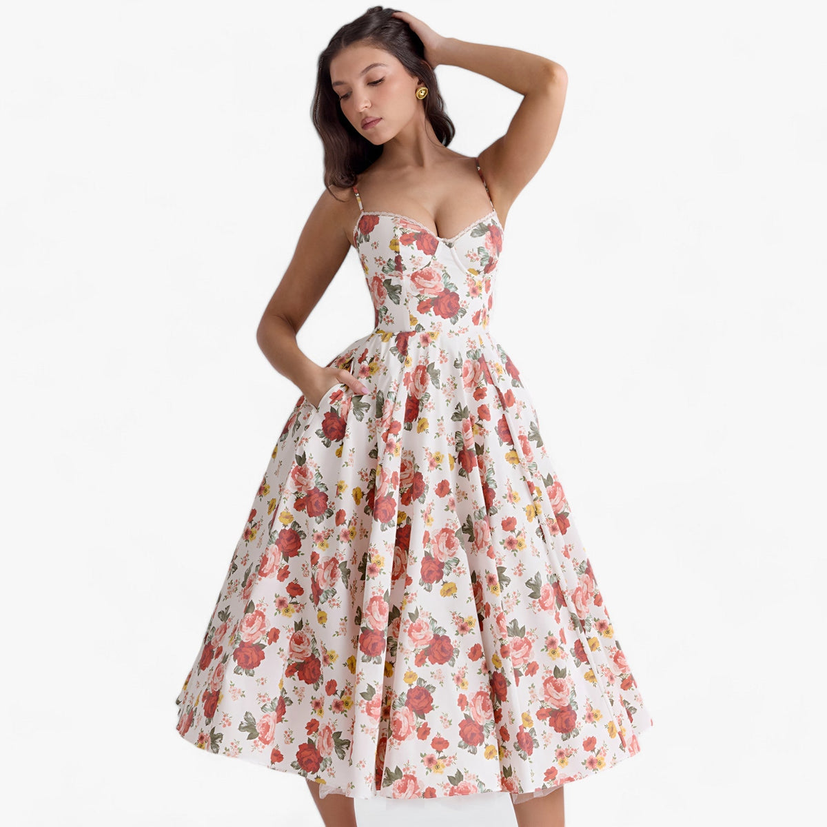 Olivia | Women's Fitted Bustier Midi Dress