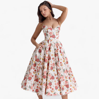 Olivia | Women's Fitted Bustier Midi Dress