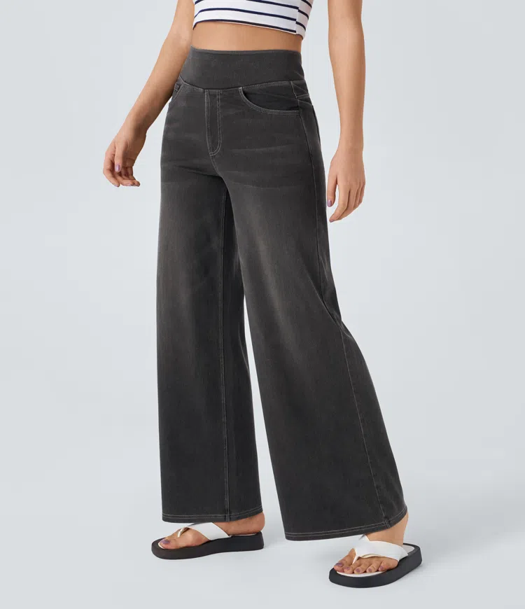 Olivia | Women's High Stretch Waits Wide Leg Jeans
