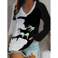 Sandra | Women's Halloween Witch Graphic V-Neck Top