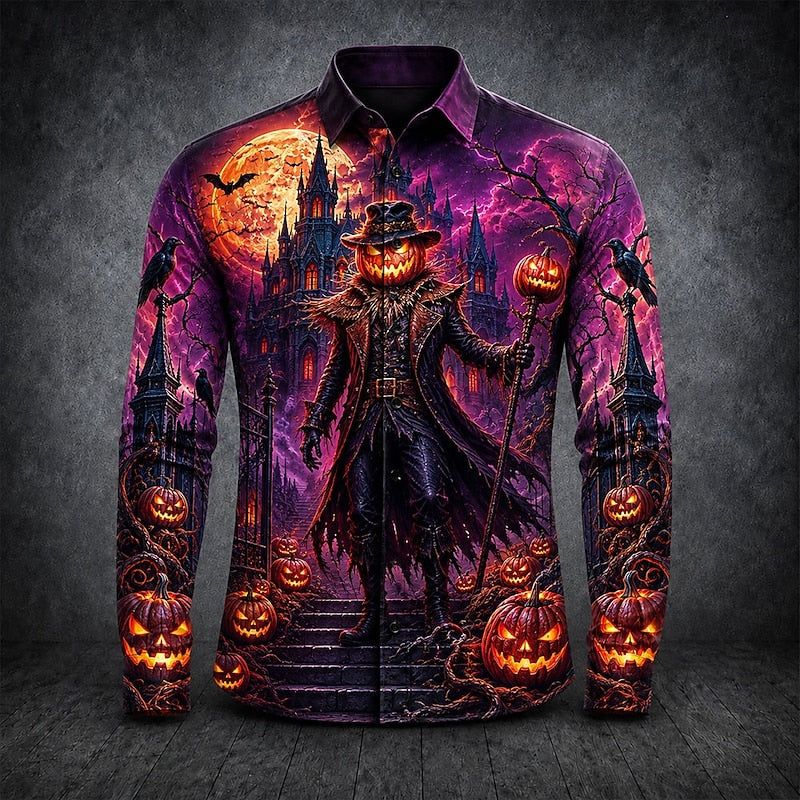 Tyler | Men's Halloween Gothic Pumpkin Man Long-Sleeve Shirt