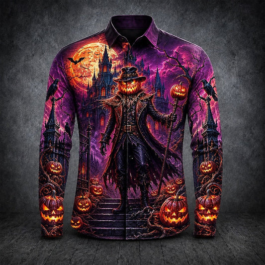 Tyler | Men's Halloween Gothic Pumpkin Man Long-Sleeve Shirt