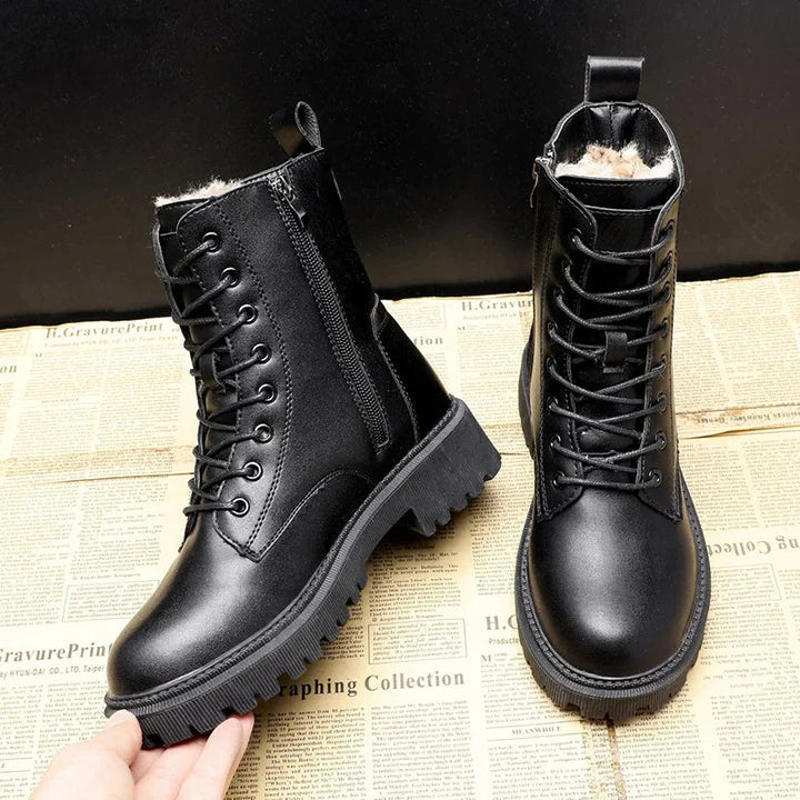 Piper | Women's Faux-Fur Lined Classic Platform Boots with Zip