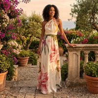 Piper | Women's Printed Floral Halterneck Maxi Dress