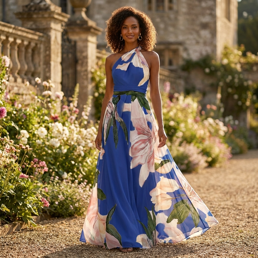 Piper | Women's Printed Floral Halterneck Maxi Dress