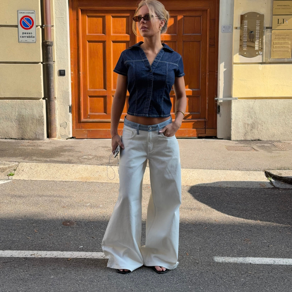 Poppy | Women's Low-Rise Wide-Leg Striped Jeans