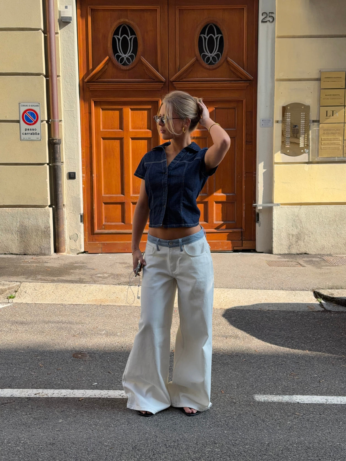 Poppy | Women's Low-Rise Wide-Leg Striped Jeans