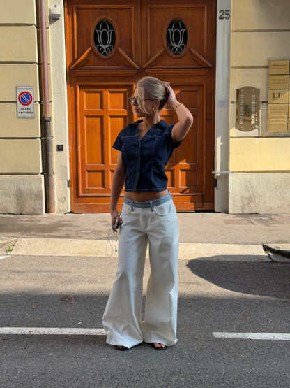 Poppy | Women's Low-Rise Wide-Leg Striped Jeans