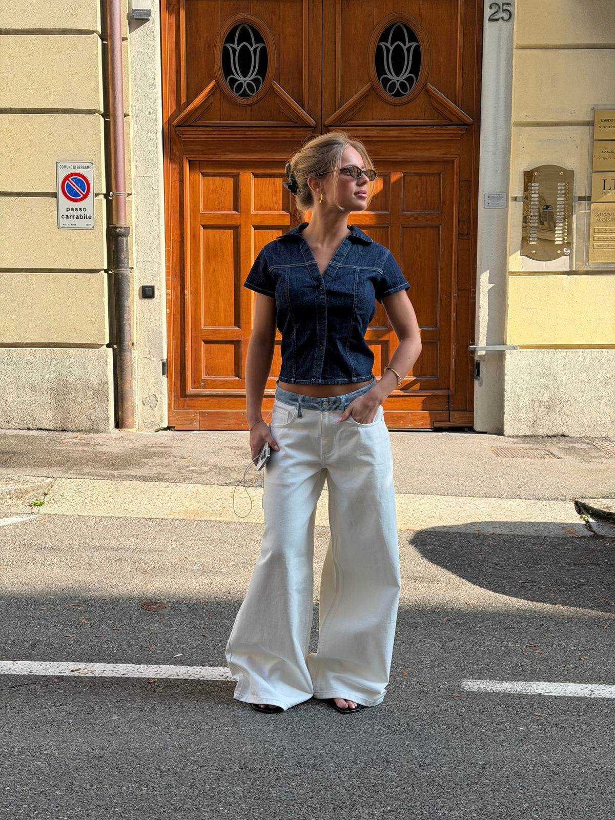 Poppy | Women's Low-Rise Wide-Leg Striped Jeans