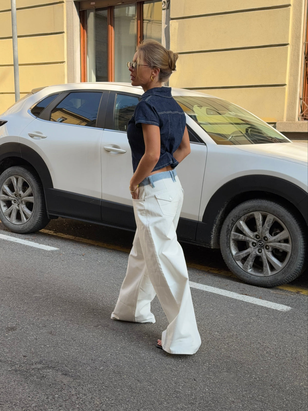 Poppy | Women's Low-Rise Wide-Leg Striped Jeans