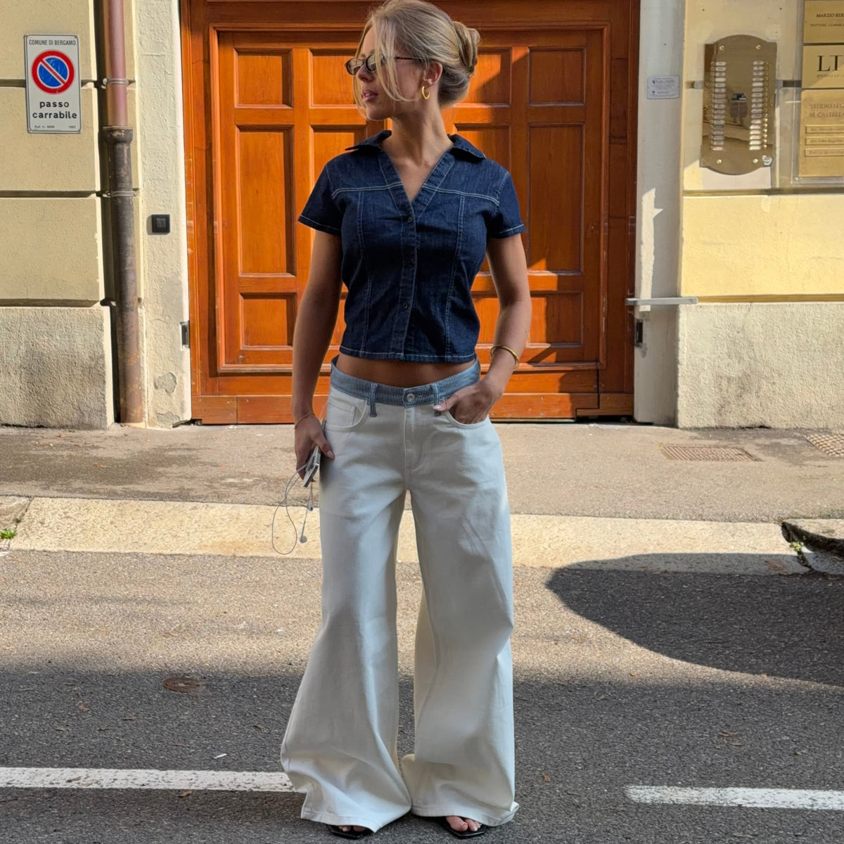 Poppy | Women's Low-Rise Wide-Leg Striped Jeans