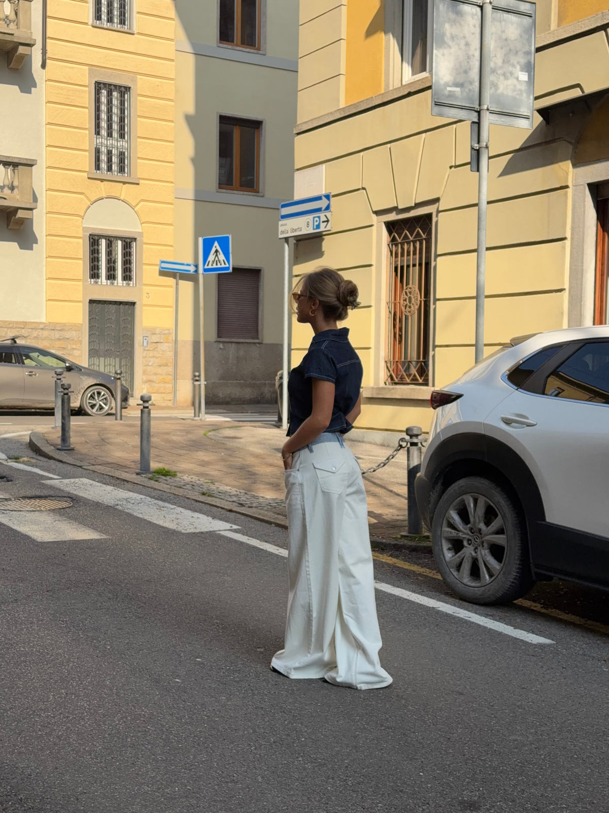 Poppy | Women's Low-Rise Wide-Leg Striped Jeans