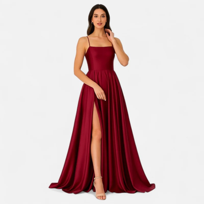 Portia | Women's Satin High-Slit Formal Maxi Wedding Guest Dress