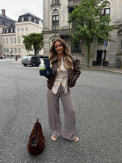 Rebecca | Women's Brown Leather Zip-Up Coat