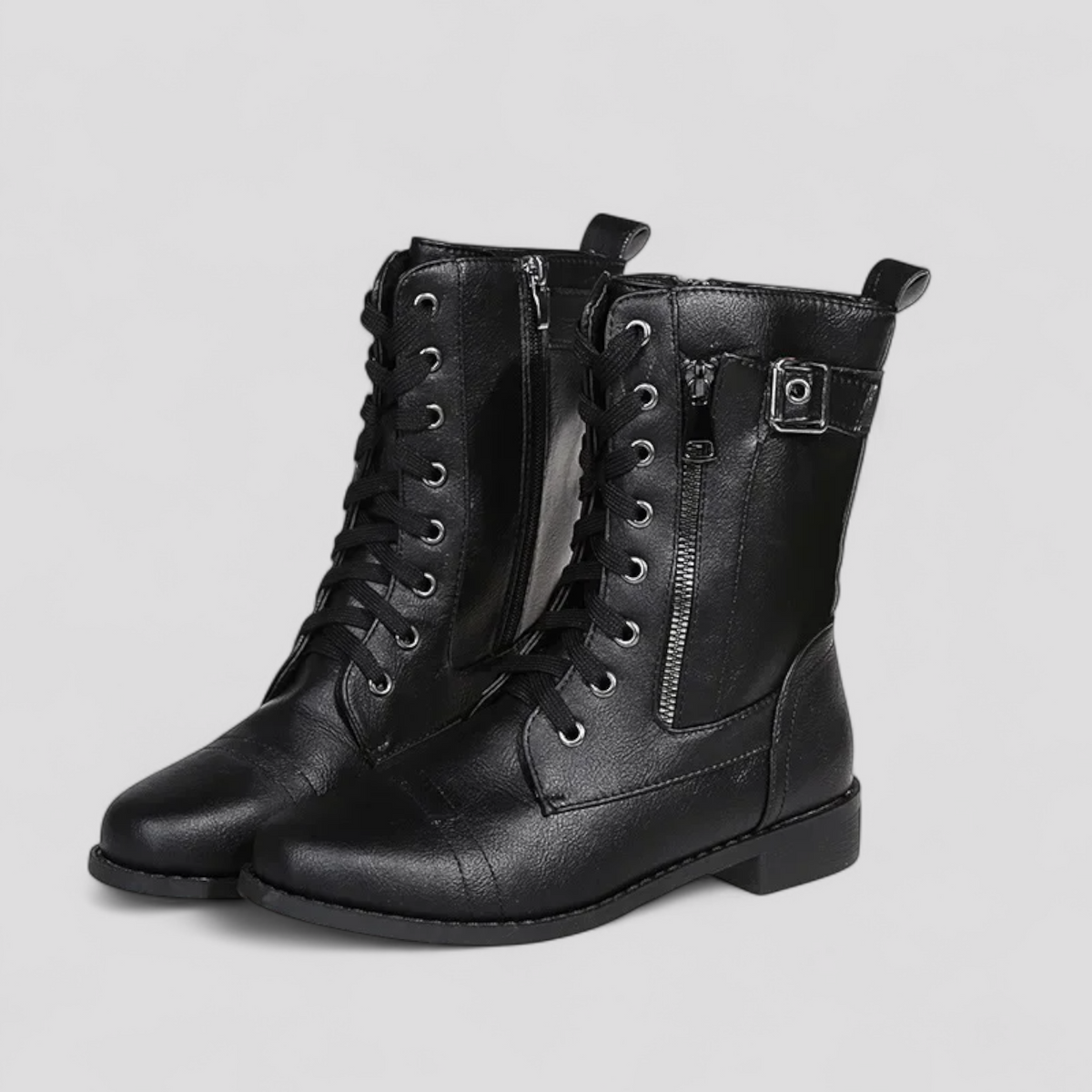 Sandra | Women's Lace-Up Zipper Combat Boots