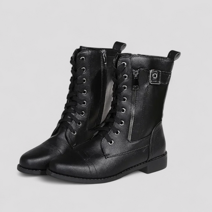 Sandra | Women's Lace-Up Zipper Combat Boots