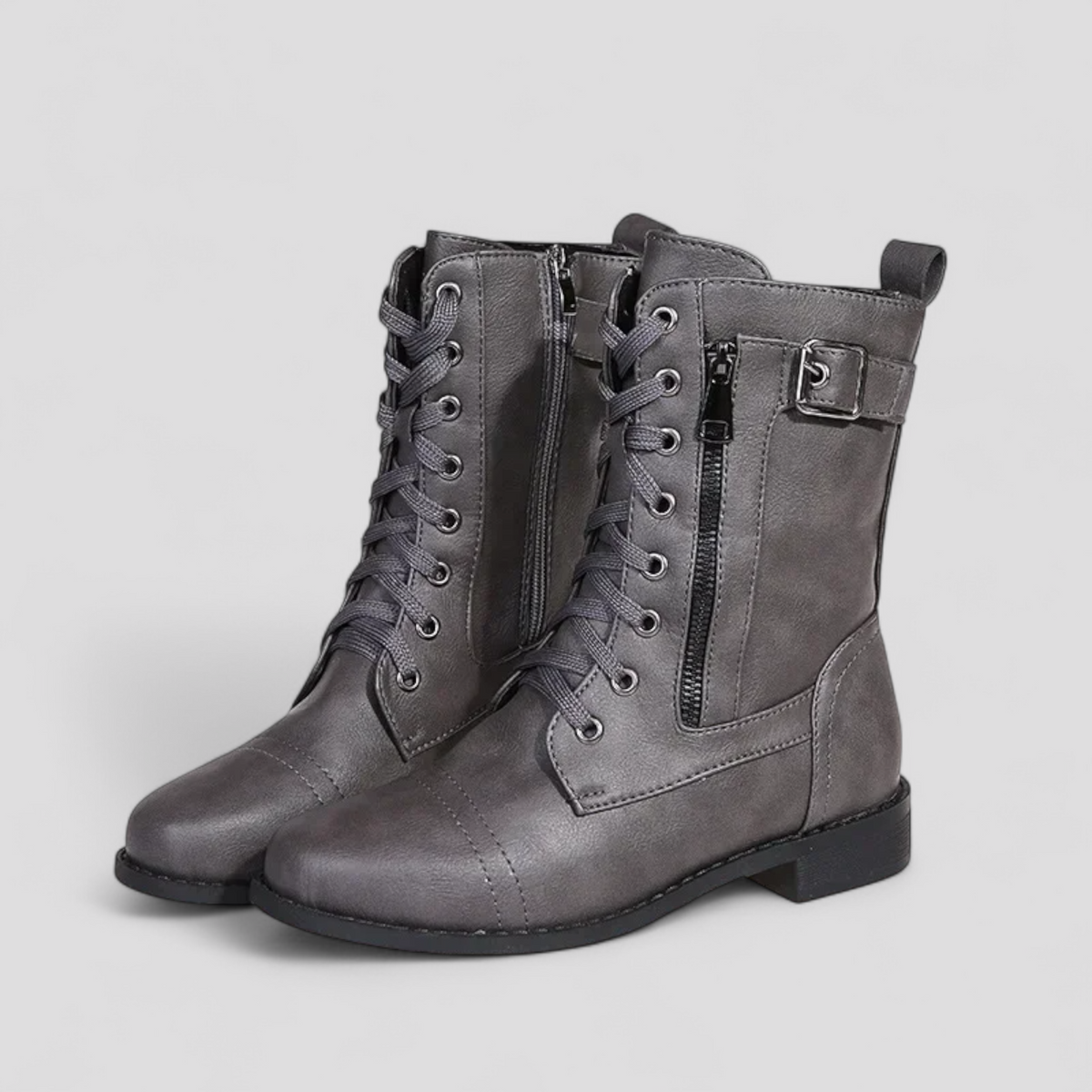 Sandra | Women's Lace-Up Zipper Combat Boots