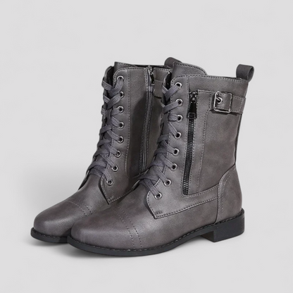 Sandra | Women's Lace-Up Zipper Combat Boots