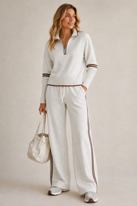 Sandra | Women's Sporty Knitted Quarter-Zip Sweater