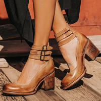 Sarah | Women's Buckle-Strap Block-Heel Ankle Boots