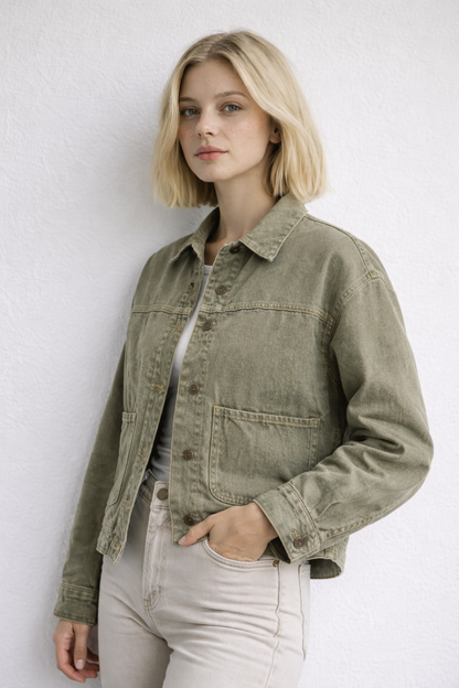 Sarah | Women's Relaxed Button-Up Denim Coat