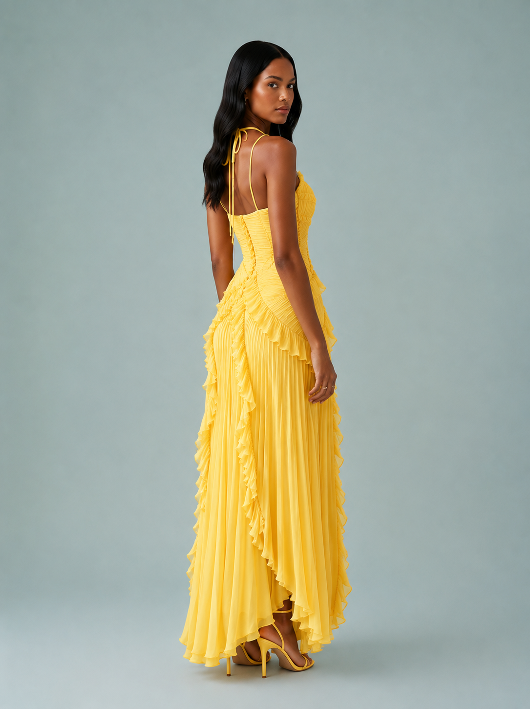 Isabella | Women's Embroided Halterneck Maxi Dress