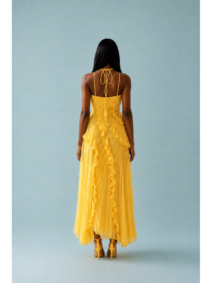 Isabella | Women's Embroided Halterneck Maxi Dress