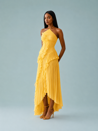 Isabella | Women's Embroided Halterneck Maxi Dress