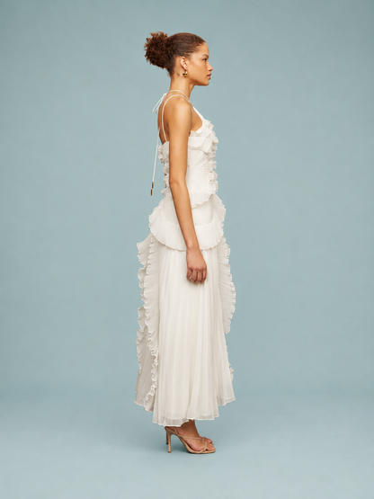 Isabella | Women's Embroided Halterneck Maxi Dress