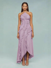 Isabella | Women's Embroided Halterneck Maxi Dress