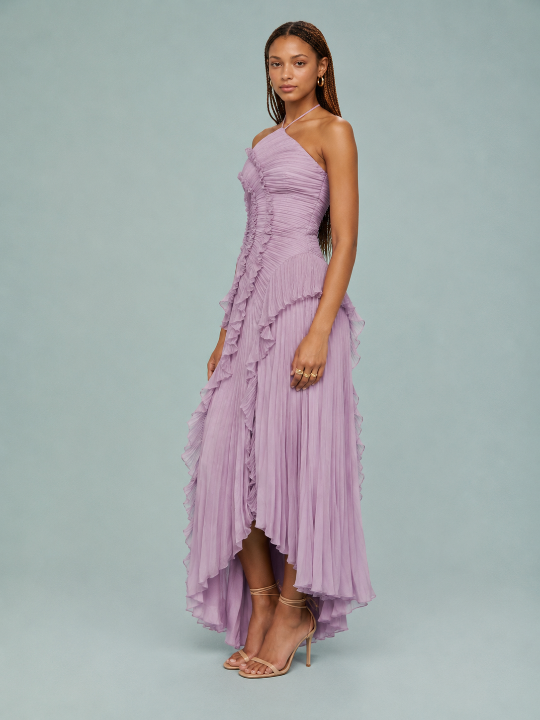 Isabella | Women's Embroided Halterneck Maxi Dress
