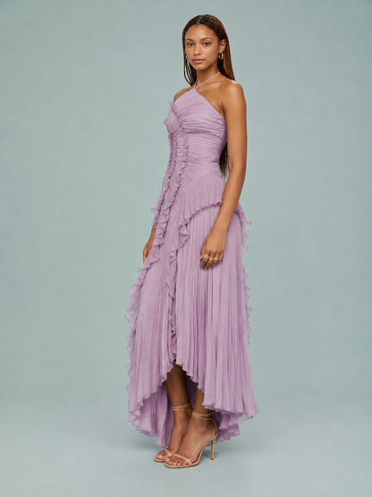 Isabella | Women's Embroided Halterneck Maxi Dress
